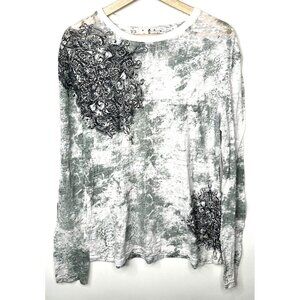 Rock & Roll Cowgirl Womens Shirt Sheer Rhinestones Geometric Long Sleeves 2XL